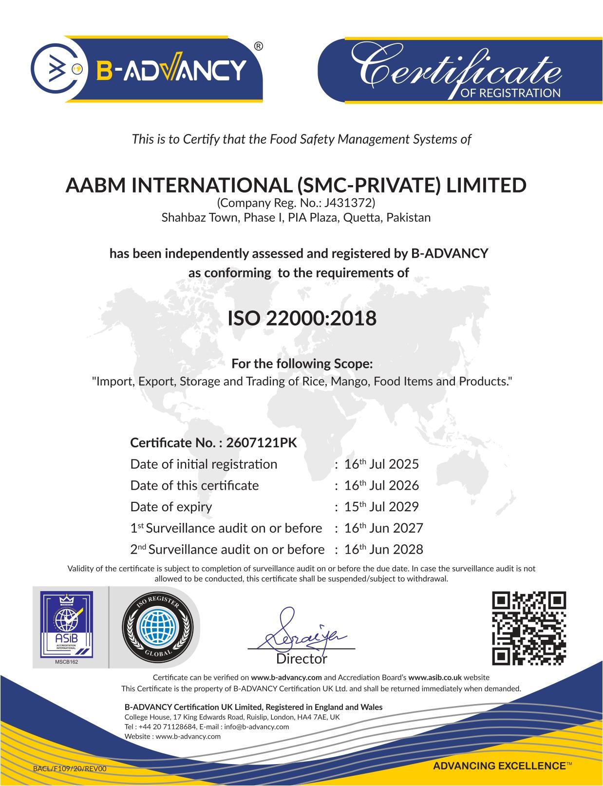 ISO22000:2018 certification